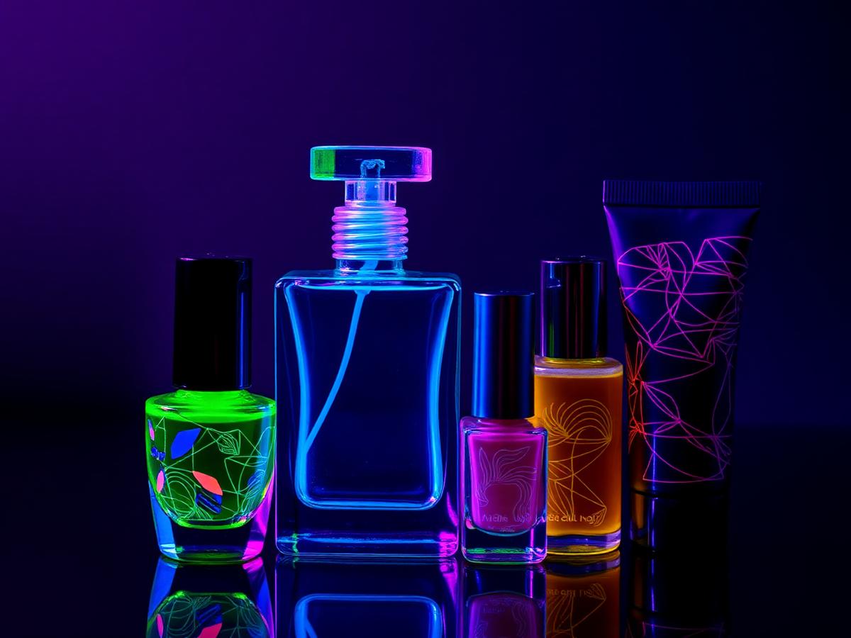 Neon printed cosmetic bottles